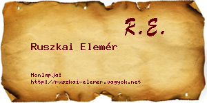 Ruszkai Elemér névjegykártya